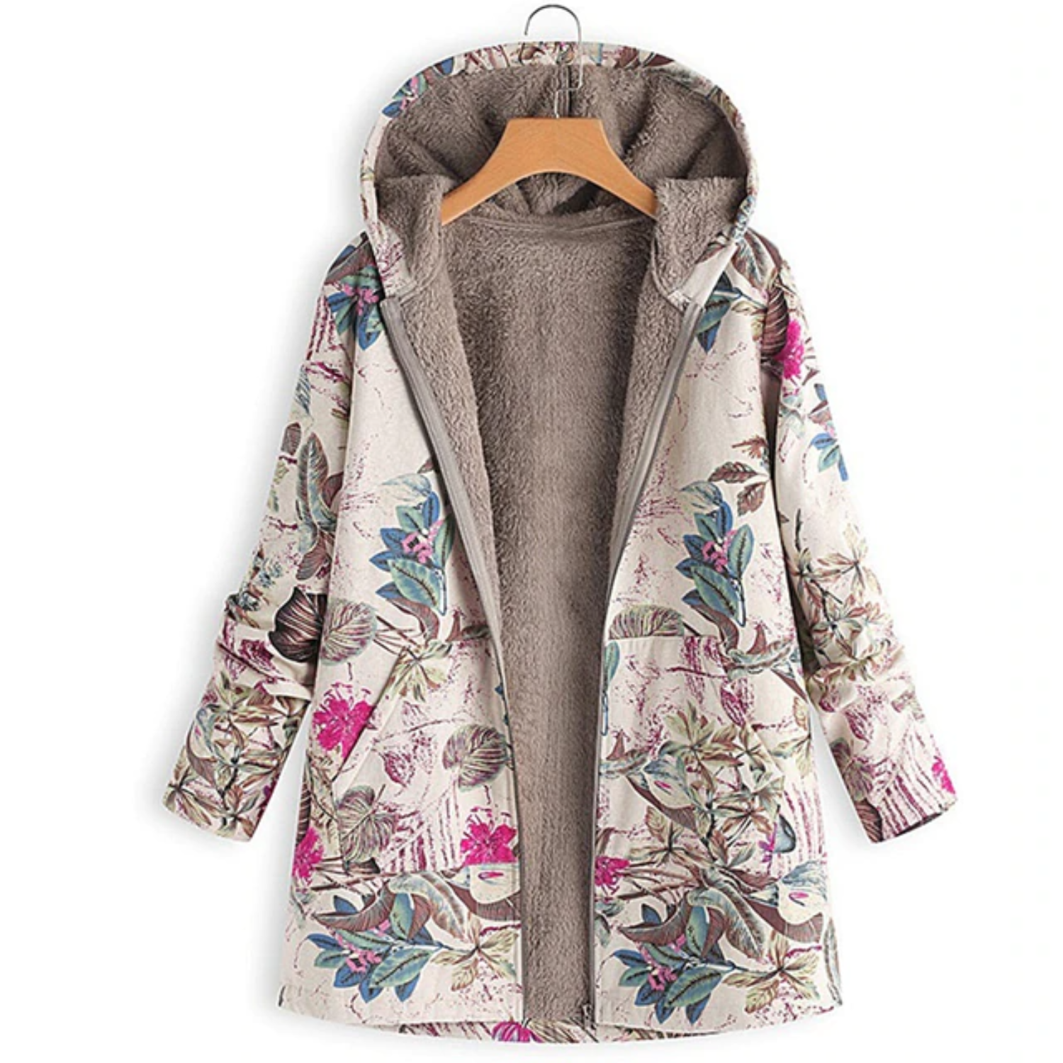 Jacket Tailored Shape Hip-Length Floral Pattern