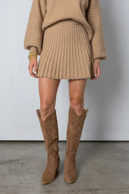 Jumper and Skirt Set Pleated Texture