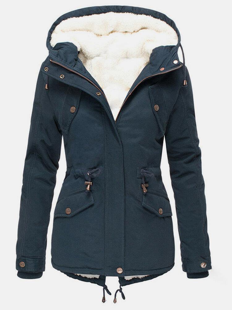 Women’s Straight Cut Hip-Length Jacket with Zipper Closure