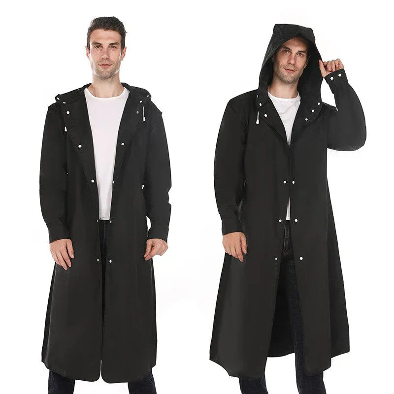 Unisex Raincoat Straight Cut Mid-Thigh Length Smooth Surface