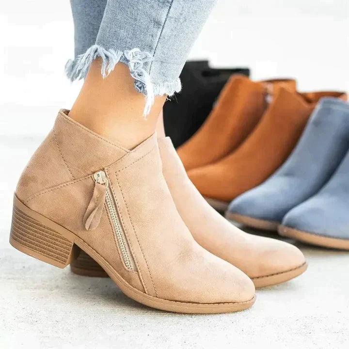 Women’s Ankle Boots Straight Silhouette with Zip