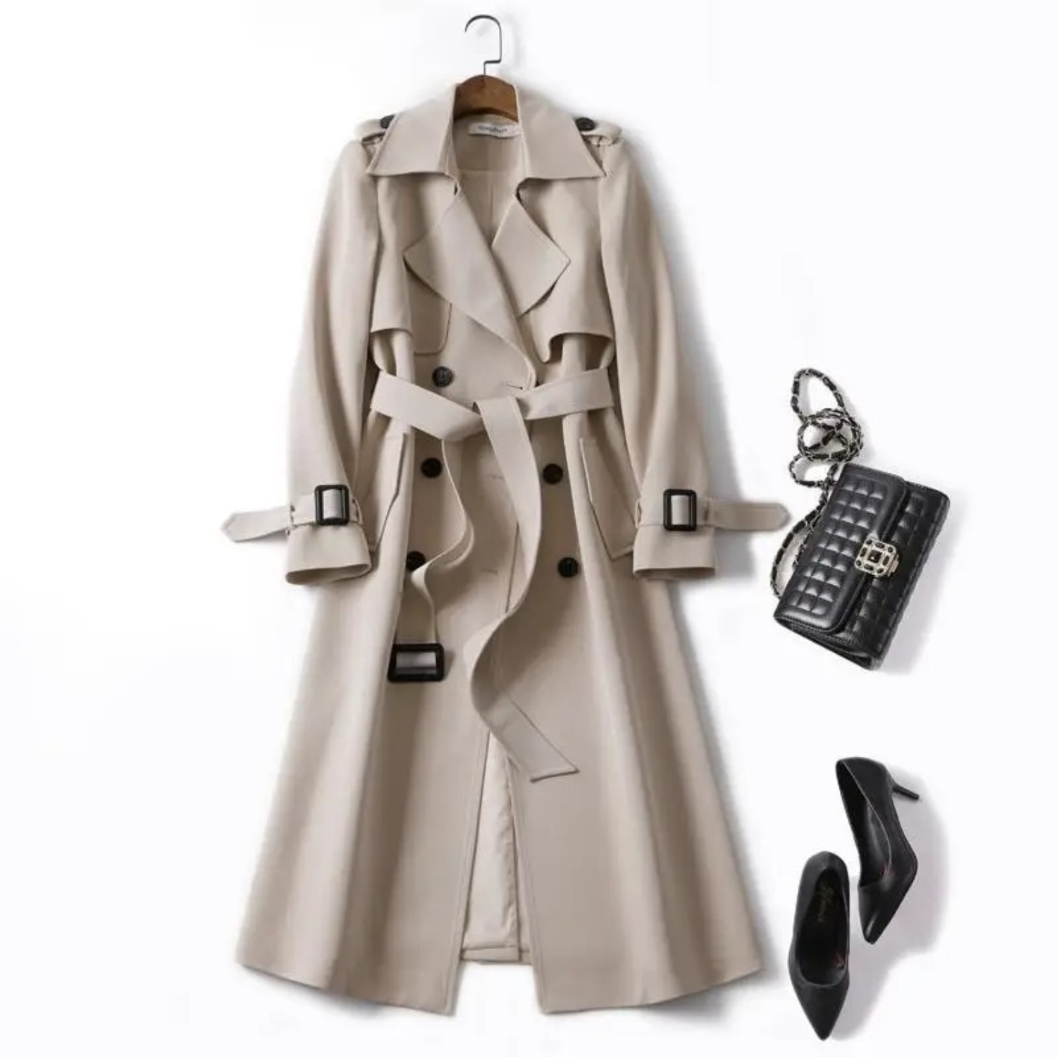 Women’s Trench Coat Medium Length Straight Shape