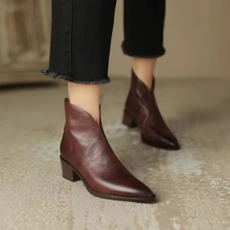 Ankle Boots Pointed Toe Side Zip