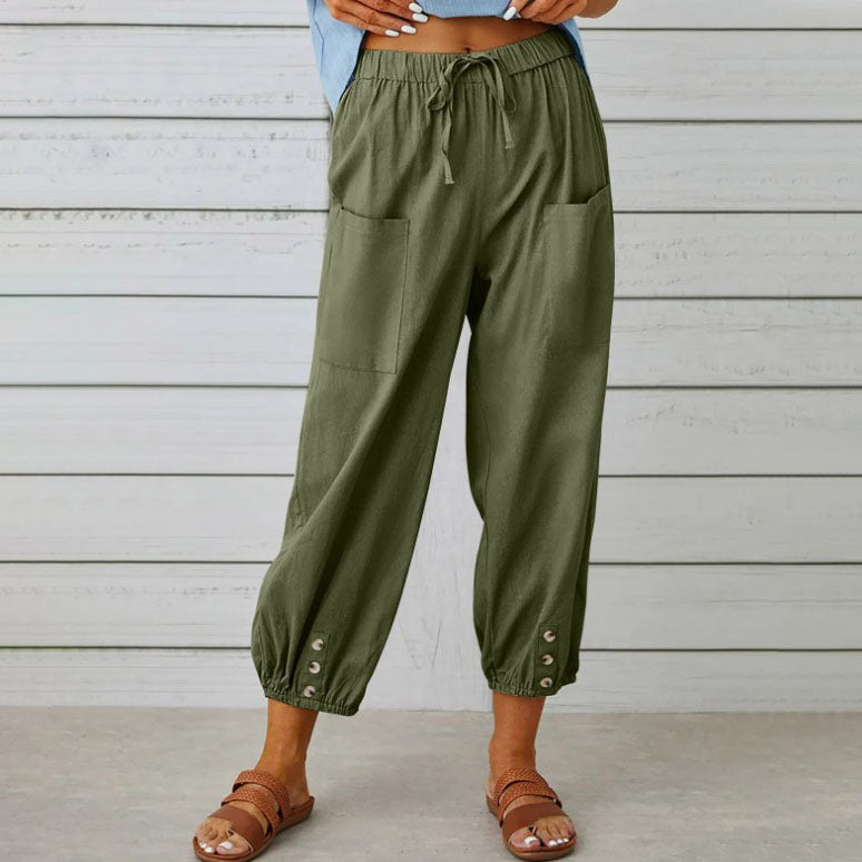 Women’s Trousers Wide-Leg Ankle Length Smooth Surface