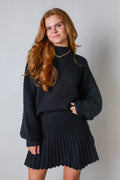 Jumper and Skirt Set Pleated Texture