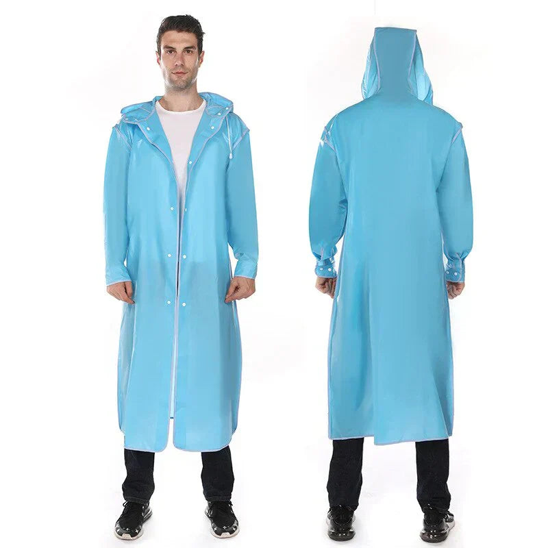 Unisex Raincoat Straight Cut Mid-Thigh Length Smooth Surface