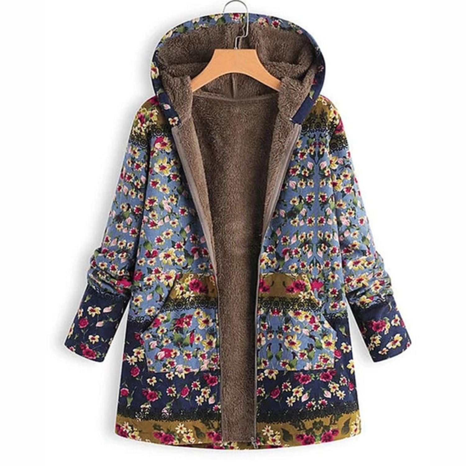 Jacket Tailored Shape Hip-Length Floral Pattern