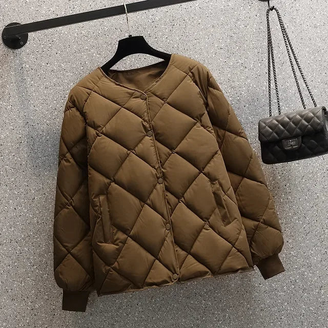 Women’s Mid-Length Down Jacket Button Closure
