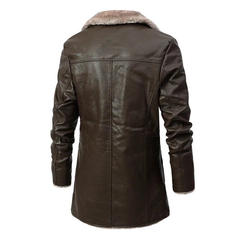 Men’s Long Leather Coat Spacious Fit