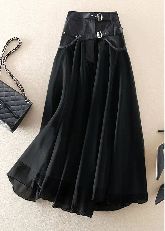 High Waist Pleated Skirt Below Knee Length