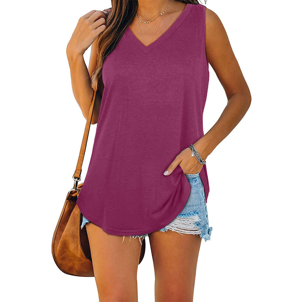 V-Neck Tank Top Loose Fit Sleeveless