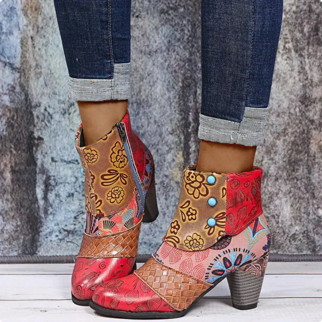 Ankle Boots Retro Design Ethnic Pattern