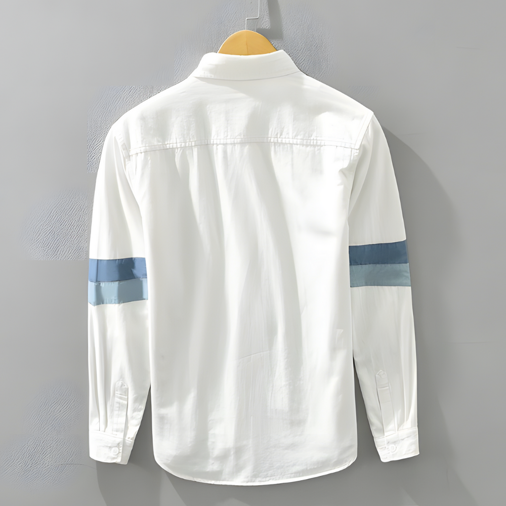 Polo Shirt Straight Shape Buttoned Placket Vertical Stripes