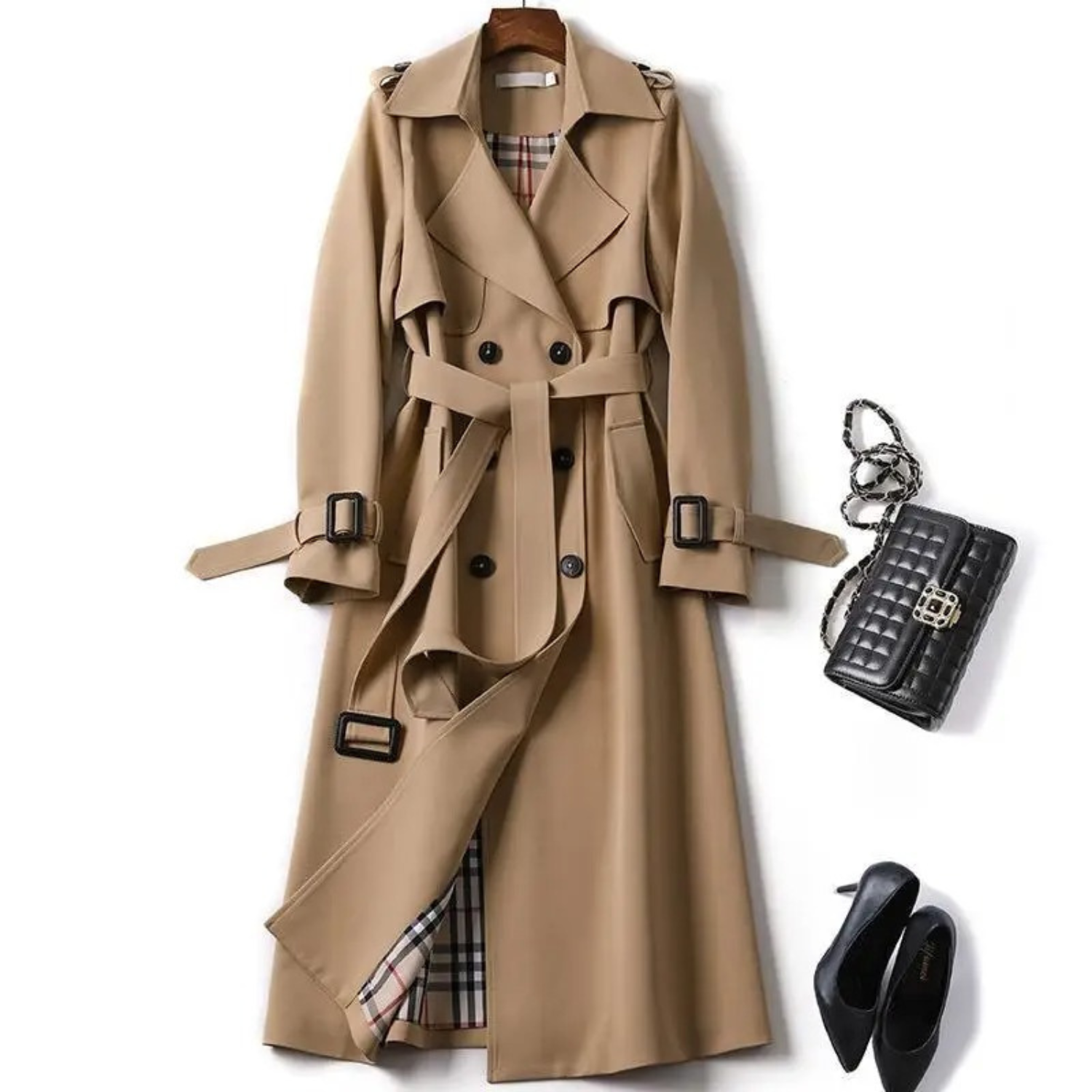 Women’s Trench Coat Medium Length Straight Shape