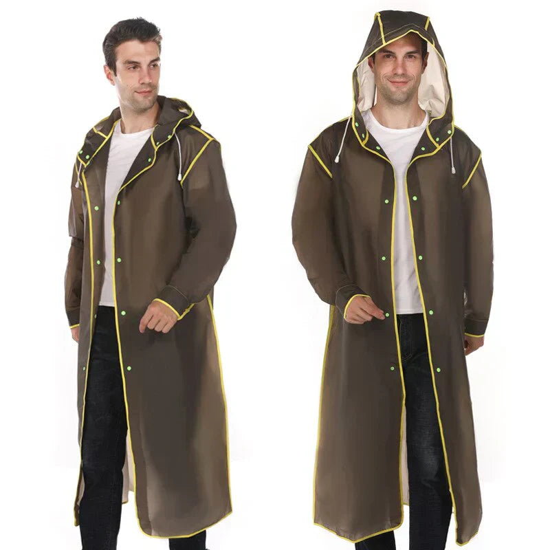 Unisex Raincoat Straight Cut Mid-Thigh Length Smooth Surface