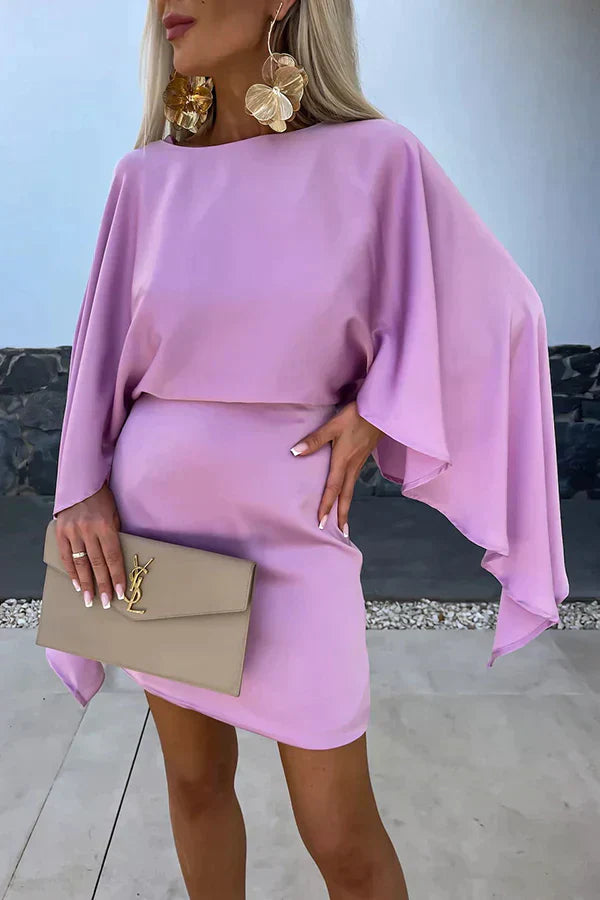 Fitted Mini Dress with Cape Sleeves