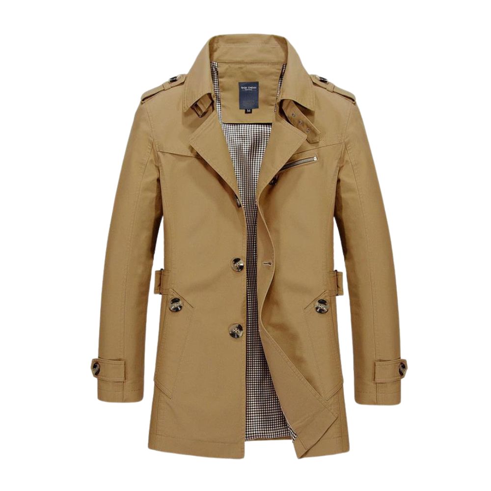 Men’s Mid-Length Coat Straight Cut Smooth Surface