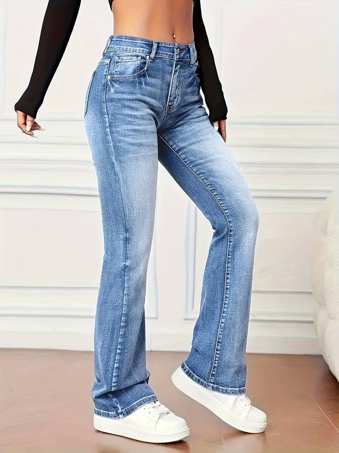 Women’s Flared Jeans Ankle Length with Pockets