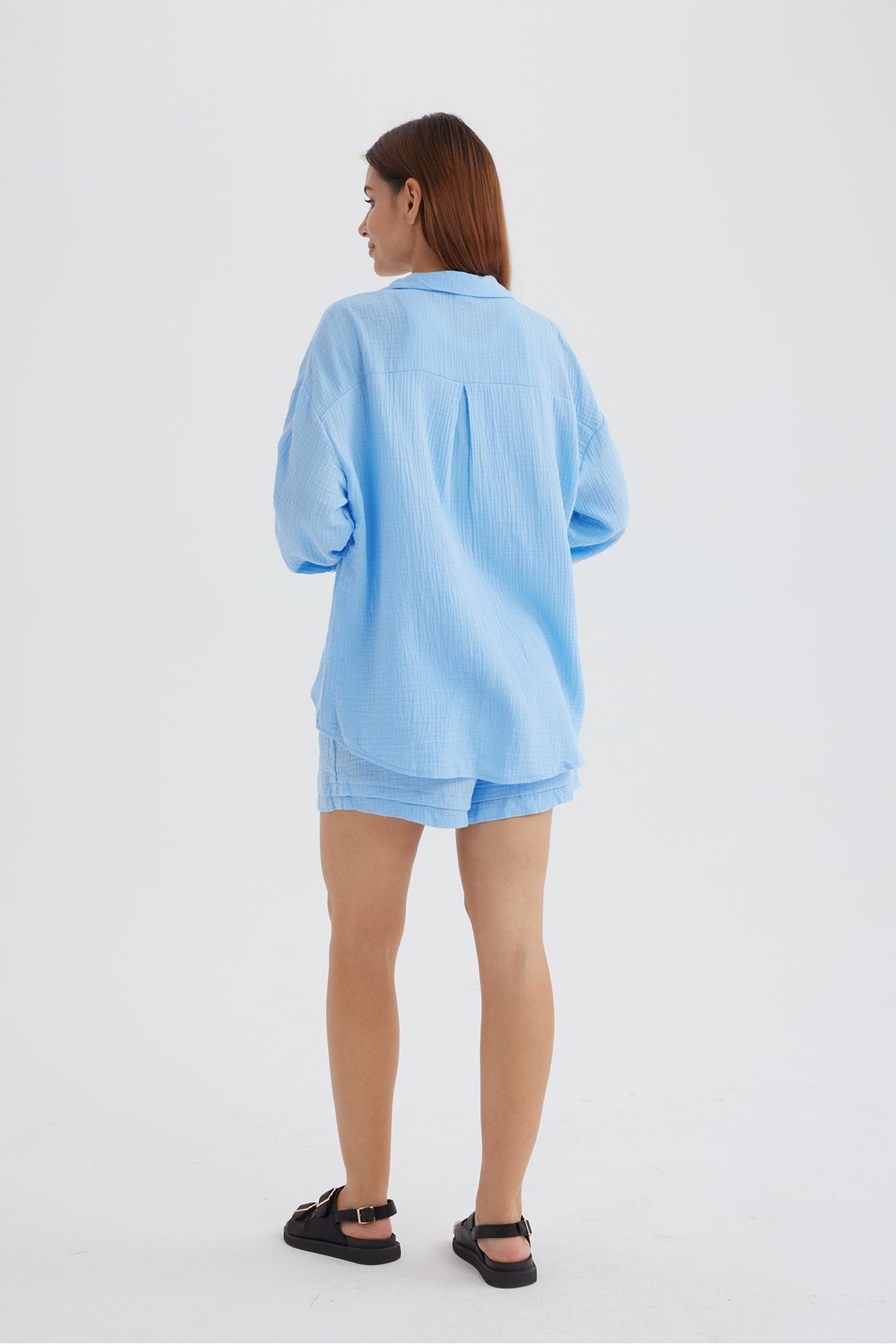 Oversized Shirt & High-Waist Shorts Set