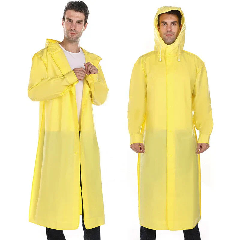 Unisex Raincoat Straight Cut Mid-Thigh Length Smooth Surface