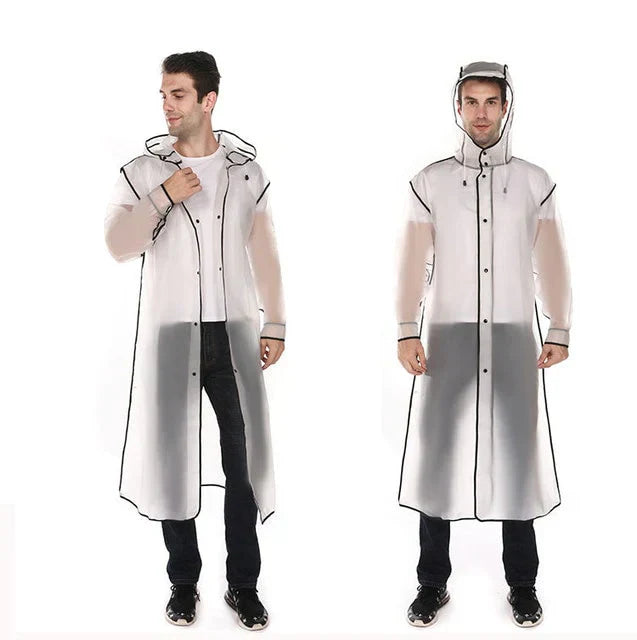 Unisex Raincoat Straight Cut Mid-Thigh Length Smooth Surface