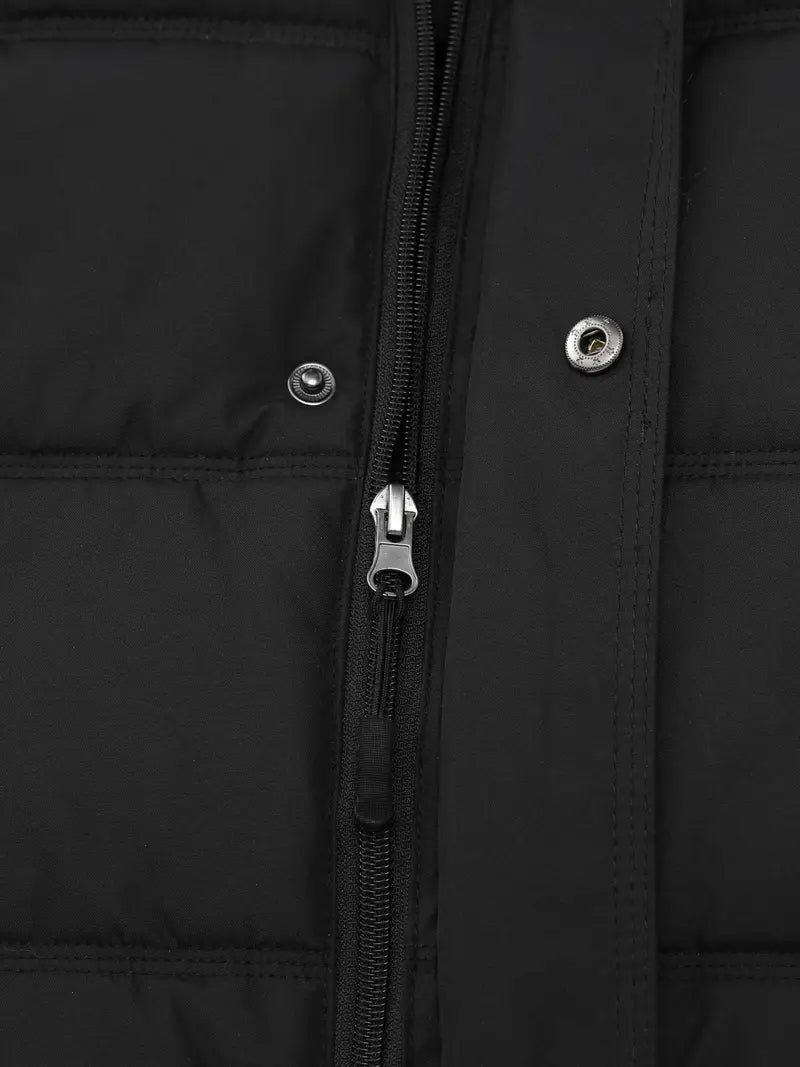 Men's Hip-Length Puffer Jacket with Hood