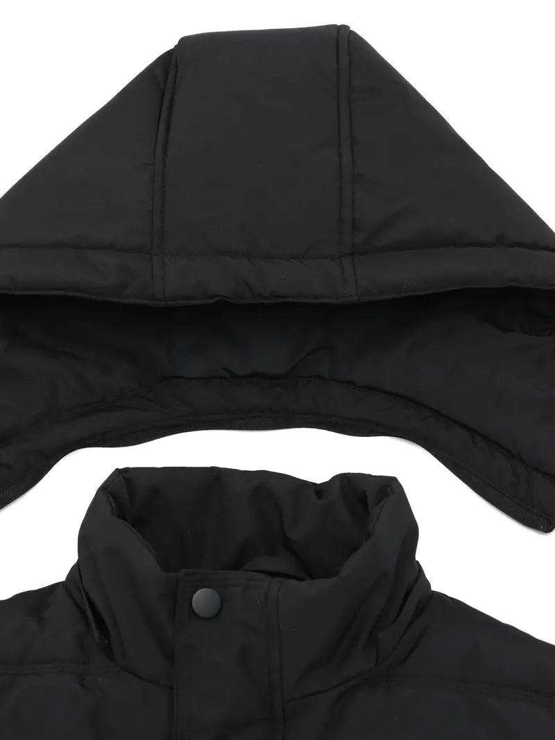 Men's Hip-Length Puffer Jacket with Hood