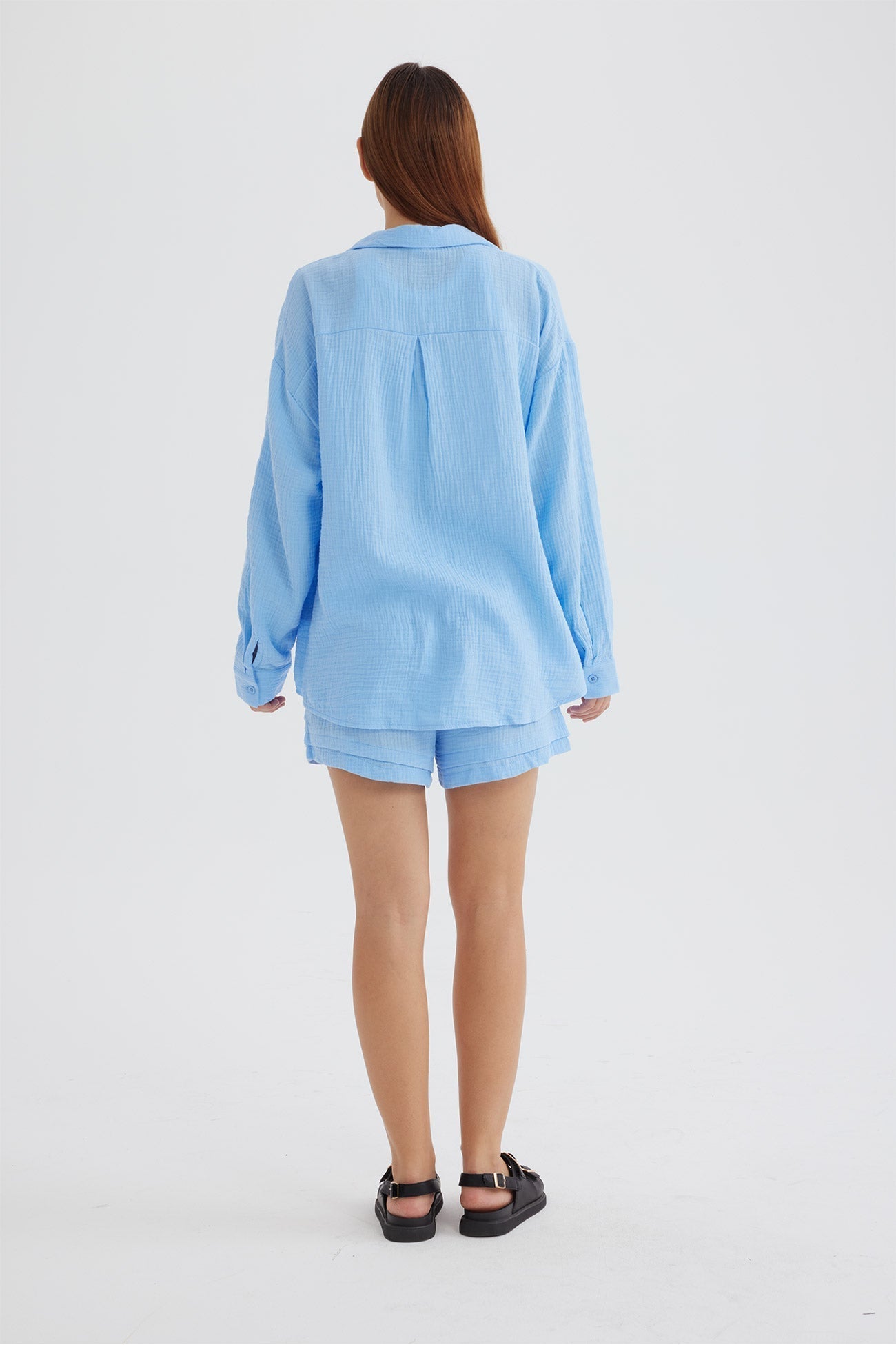 Oversized Shirt & High-Waist Shorts Set