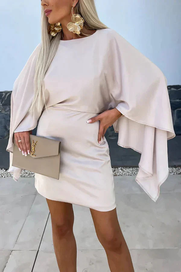 Fitted Mini Dress with Cape Sleeves