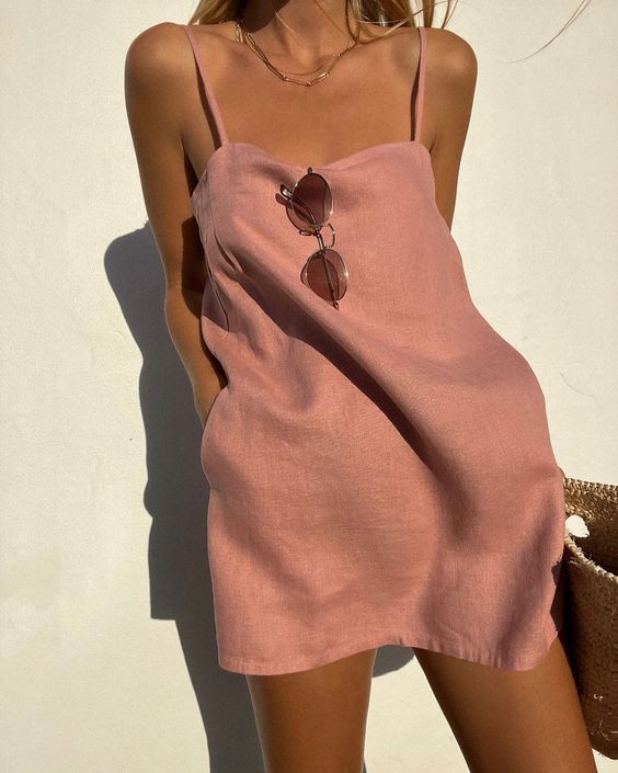 Midi Dress Relaxed Fit Spaghetti Straps