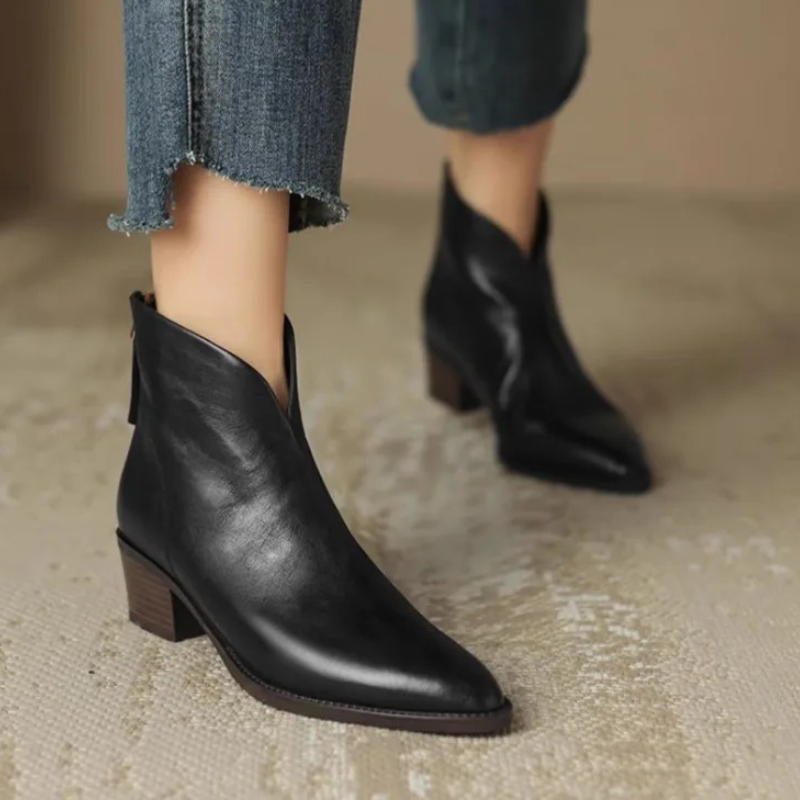 Ankle Boots Pointed Toe Side Zip