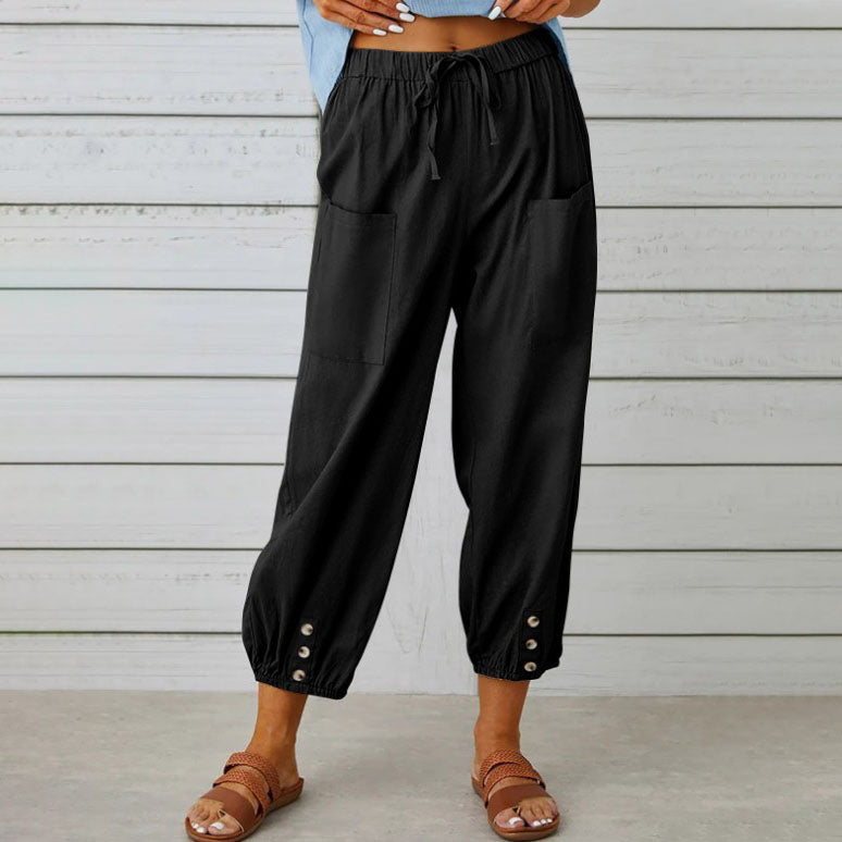 Women’s Trousers Wide-Leg Ankle Length Smooth Surface