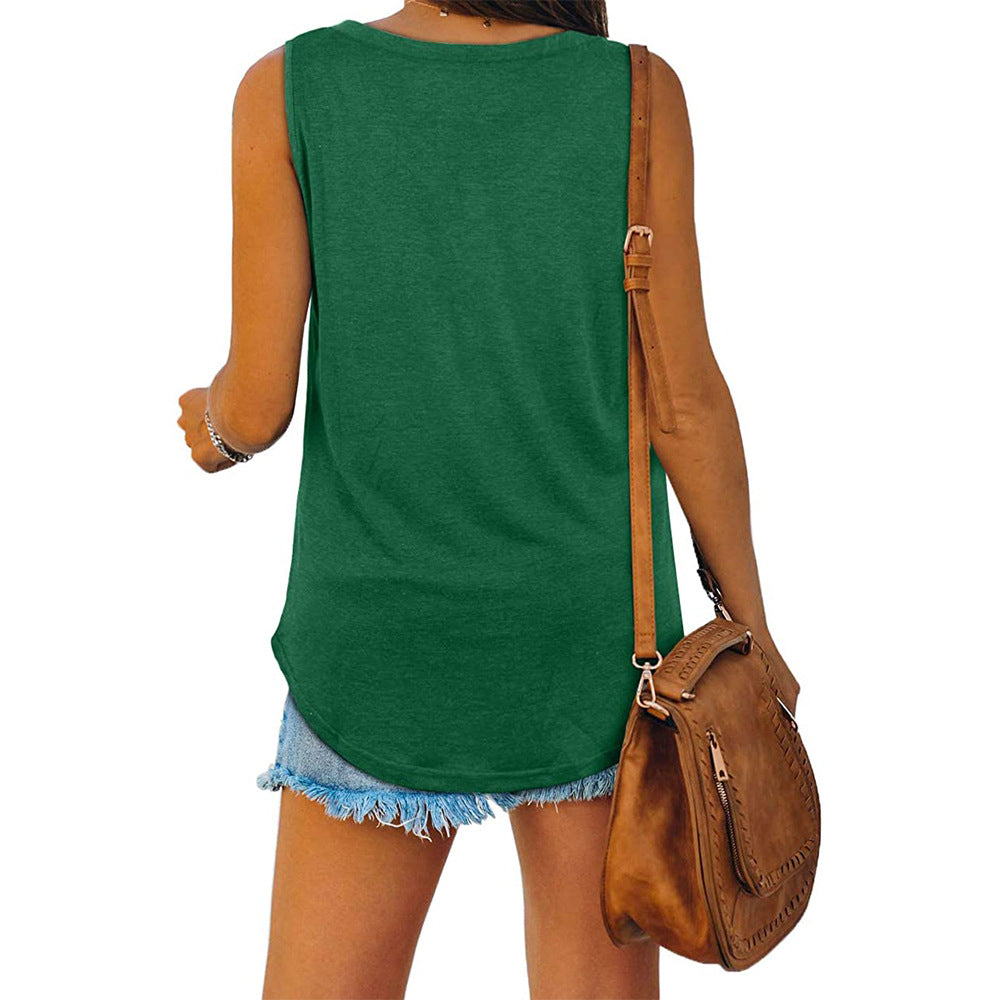 V-Neck Tank Top Loose Fit Sleeveless