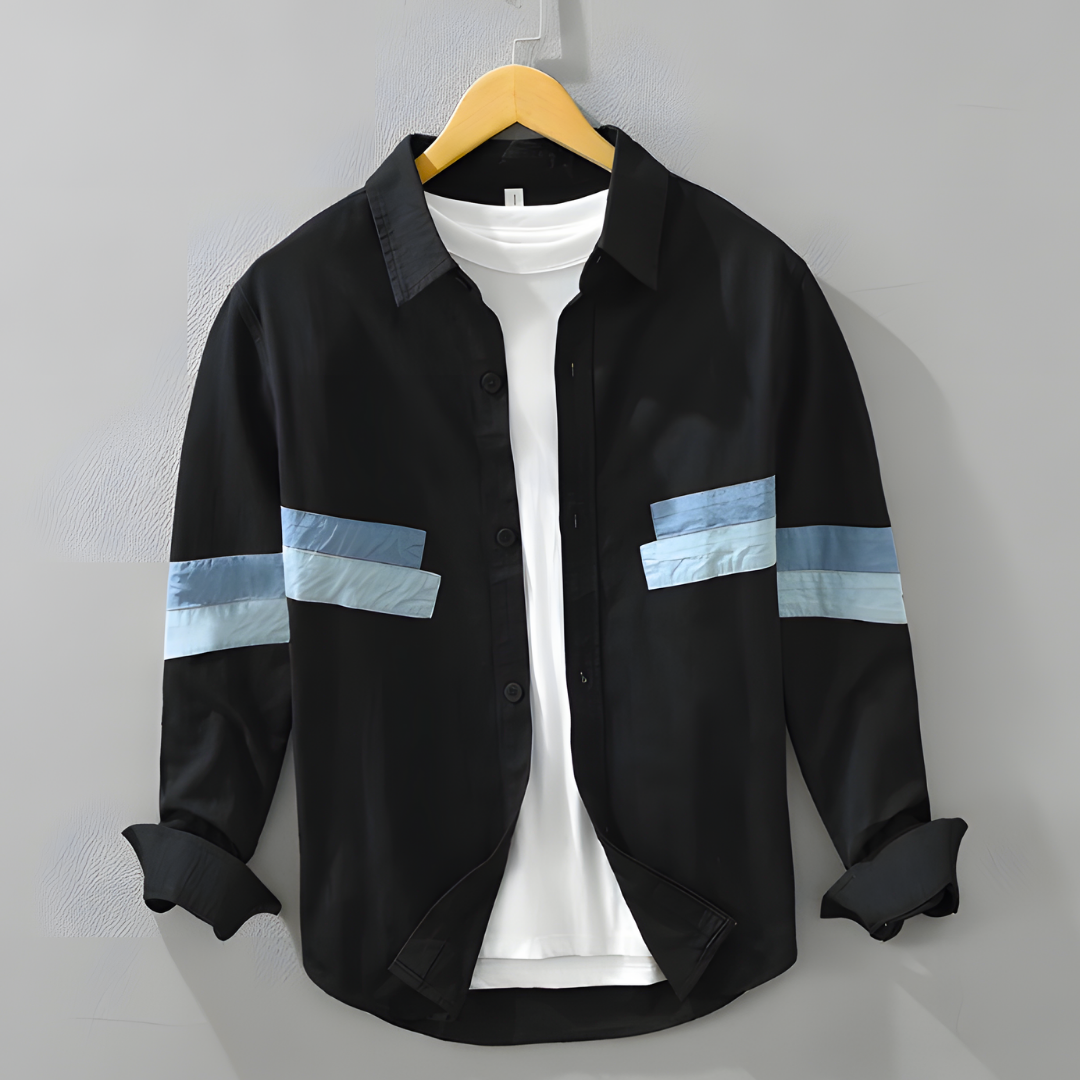 Polo Shirt Straight Shape Buttoned Placket Vertical Stripes