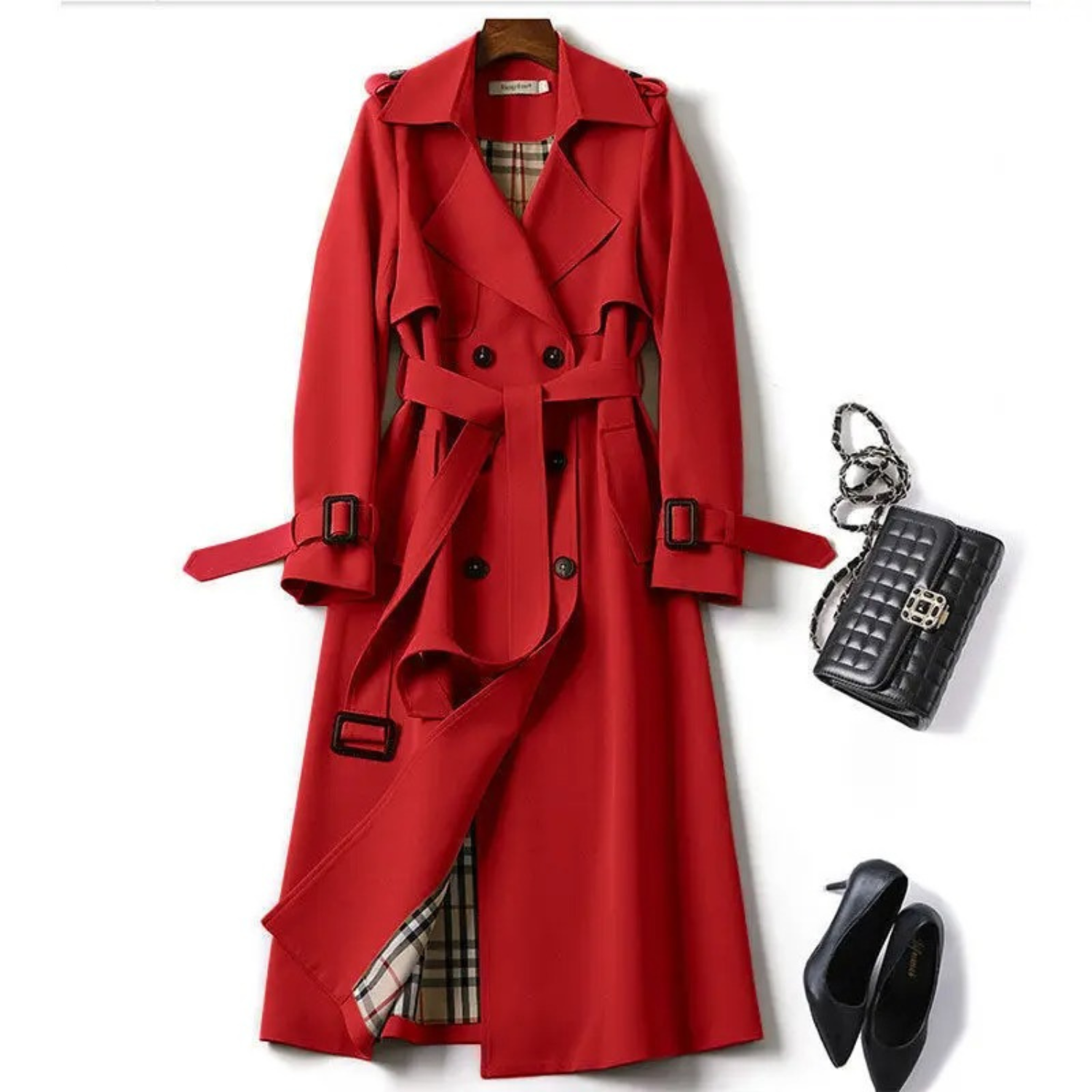 Women’s Trench Coat Medium Length Straight Shape