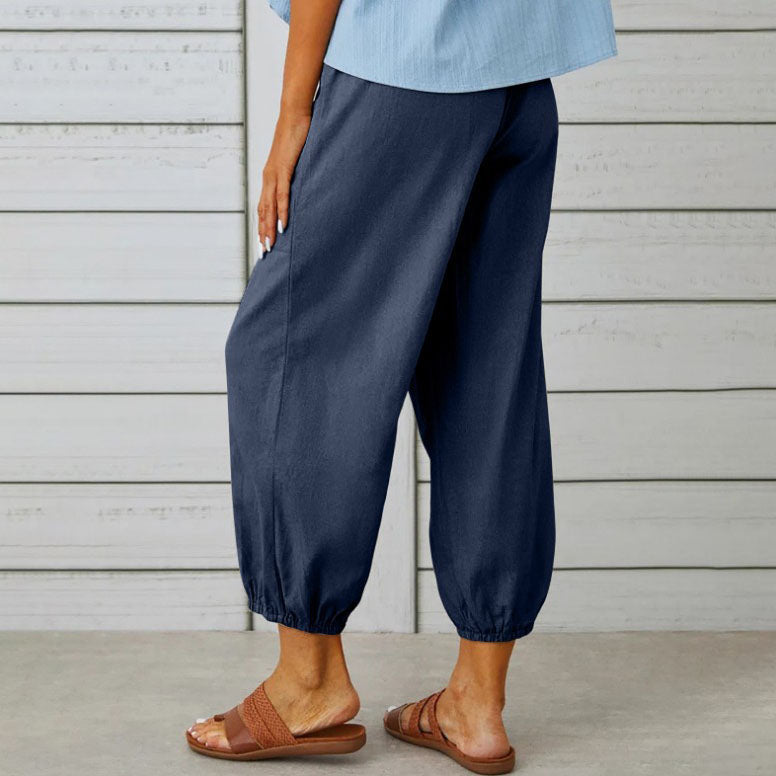 Women’s Trousers Wide-Leg Ankle Length Smooth Surface