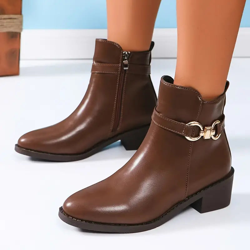 Women’s Ankle Boots Zip Closure Textured Surface