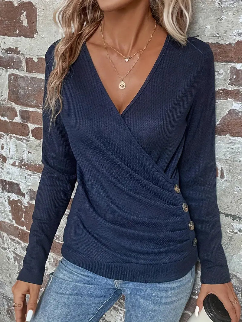 Fitted Wrap Jumper with V-Neck