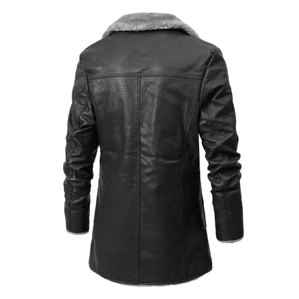 Men’s Long Leather Coat Spacious Fit