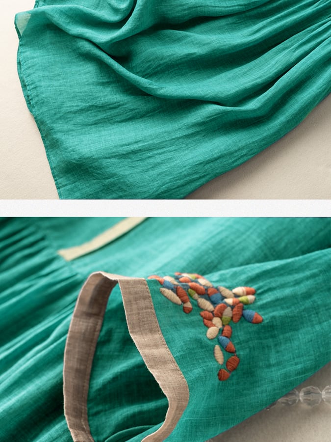 Women’s Midi Dress Straight Silhouette Embroidered Pattern