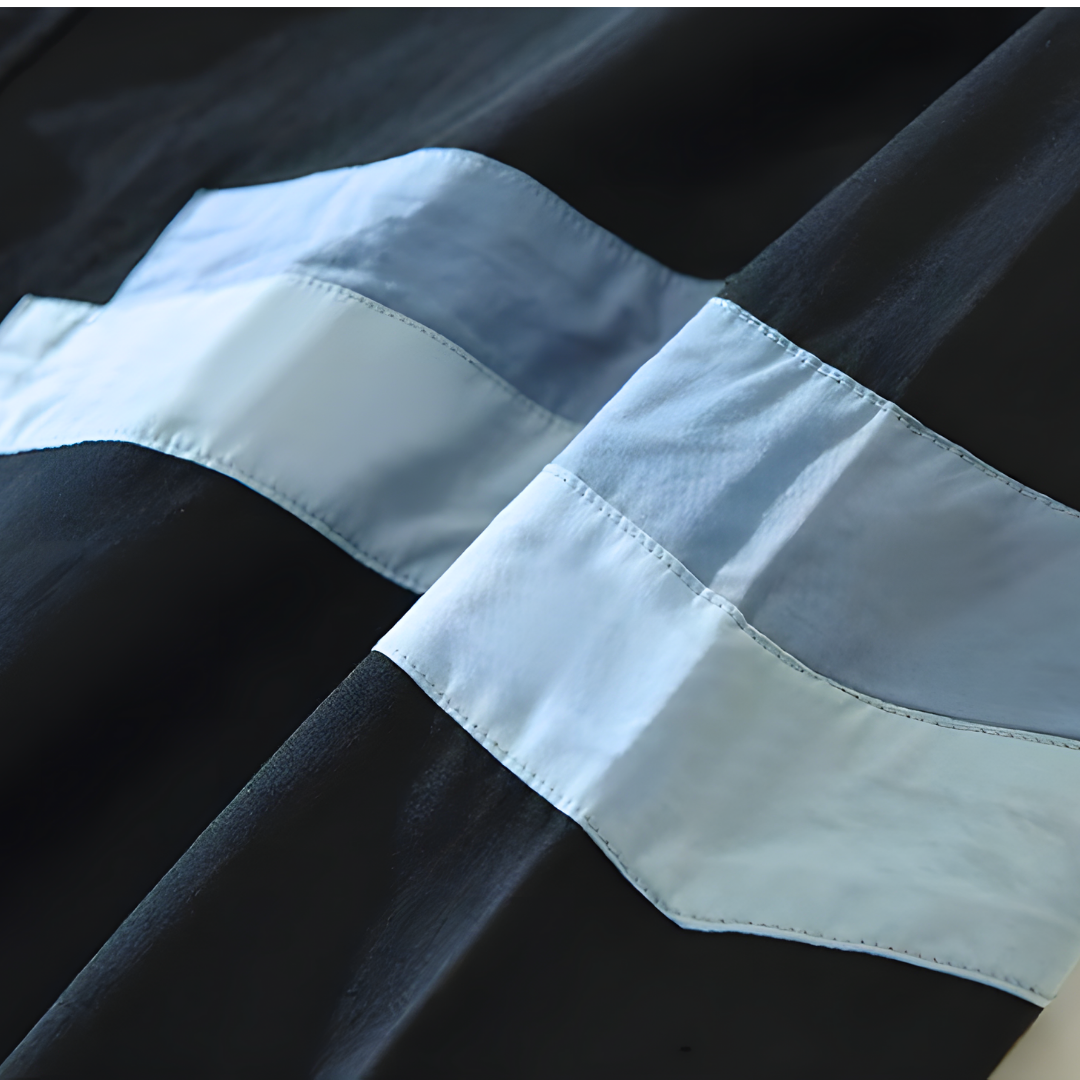 Polo Shirt Straight Shape Buttoned Placket Vertical Stripes