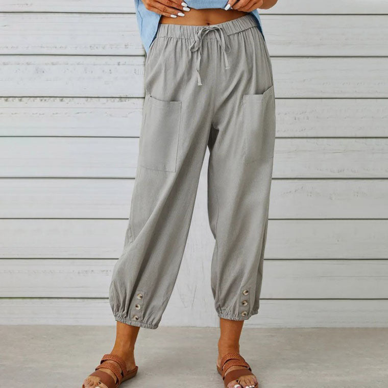 Women’s Trousers Wide-Leg Ankle Length Smooth Surface