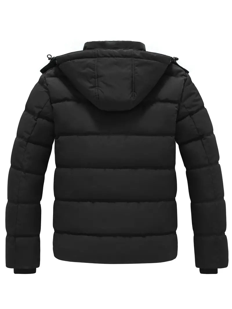 Men's Hip-Length Puffer Jacket with Hood