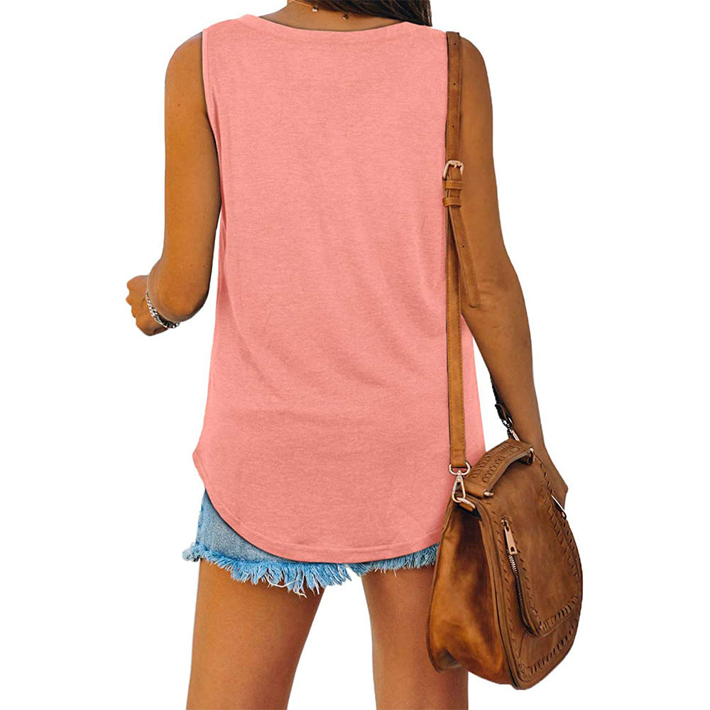 V-Neck Tank Top Loose Fit Sleeveless