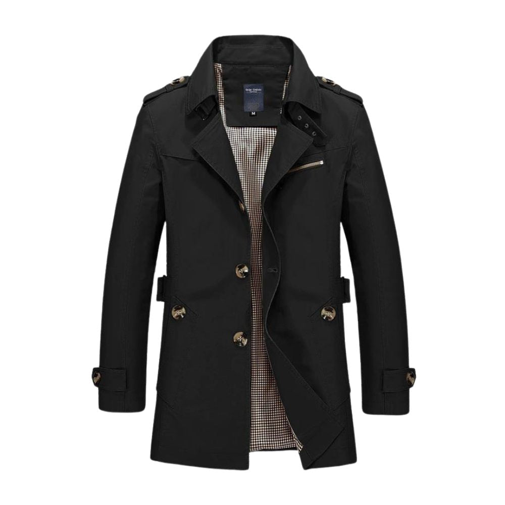 Men’s Mid-Length Coat Straight Cut Smooth Surface