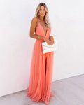 Maxi Dress Fitted Bodice Loose Skirt