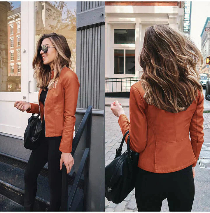 Structured Leather Jacket Long Sleeve
