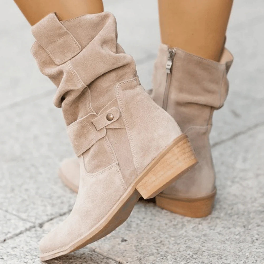 Classic Ankle Boots with Pleated Detail