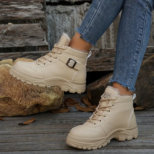 Ankle Boots Straight Cut Fleece Lining