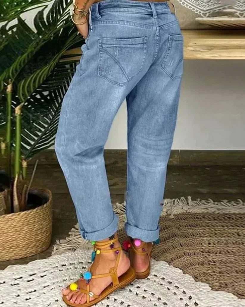 Straight Cut Jeans Regular Length with Pockets
